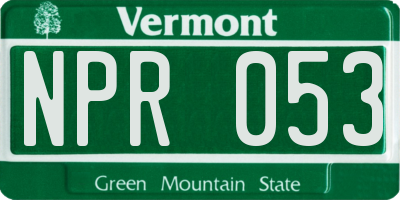 VT license plate NPR053
