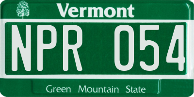 VT license plate NPR054