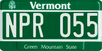 VT license plate NPR055