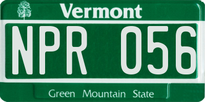 VT license plate NPR056