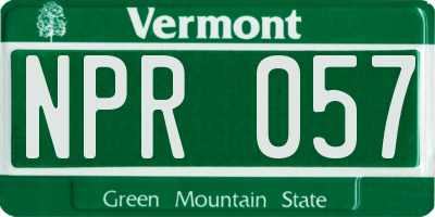 VT license plate NPR057