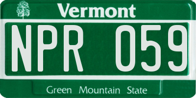 VT license plate NPR059