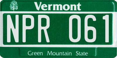 VT license plate NPR061