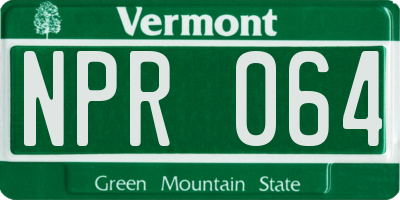 VT license plate NPR064