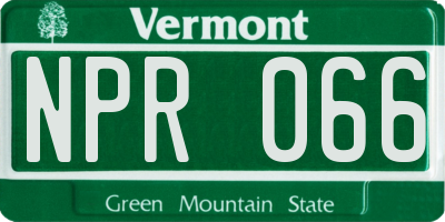 VT license plate NPR066