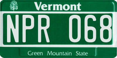 VT license plate NPR068