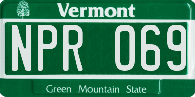 VT license plate NPR069