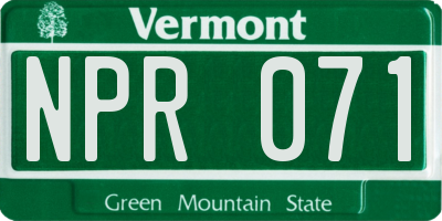 VT license plate NPR071