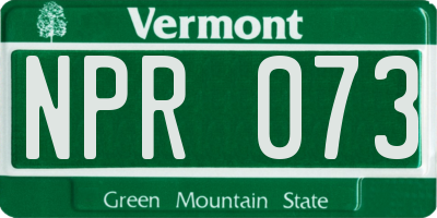 VT license plate NPR073
