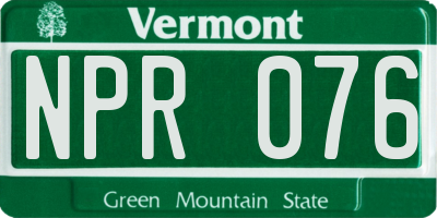 VT license plate NPR076