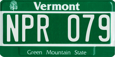 VT license plate NPR079
