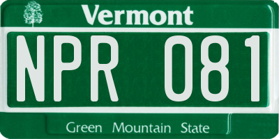 VT license plate NPR081