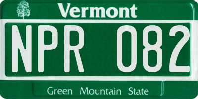 VT license plate NPR082