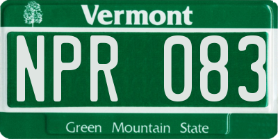 VT license plate NPR083