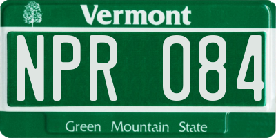 VT license plate NPR084