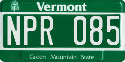 VT license plate NPR085