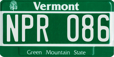 VT license plate NPR086