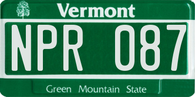 VT license plate NPR087