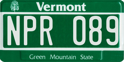 VT license plate NPR089