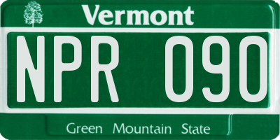 VT license plate NPR090