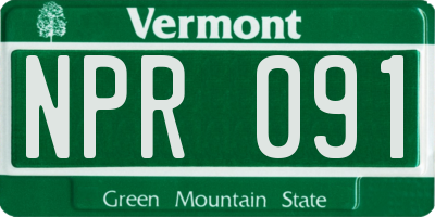VT license plate NPR091