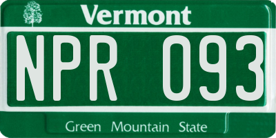 VT license plate NPR093