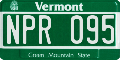 VT license plate NPR095
