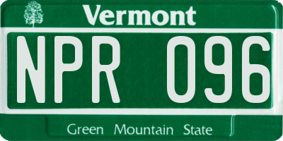 VT license plate NPR096