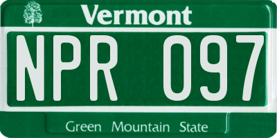 VT license plate NPR097