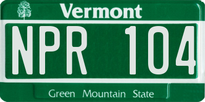 VT license plate NPR104