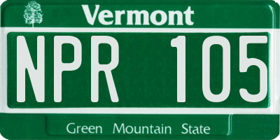 VT license plate NPR105