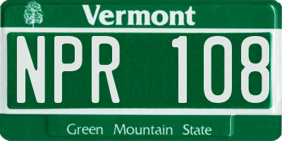 VT license plate NPR108