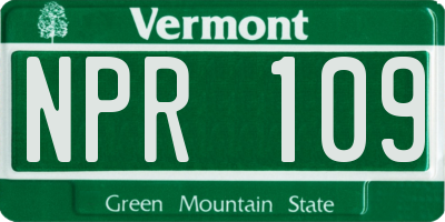 VT license plate NPR109