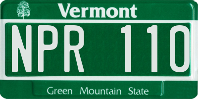 VT license plate NPR110