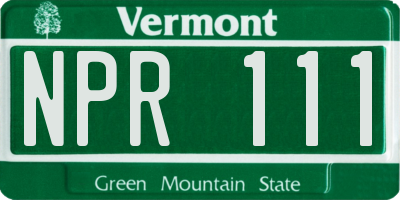 VT license plate NPR111