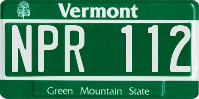 VT license plate NPR112