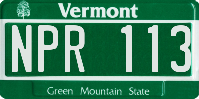 VT license plate NPR113