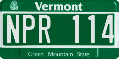 VT license plate NPR114