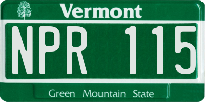 VT license plate NPR115