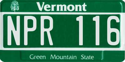 VT license plate NPR116