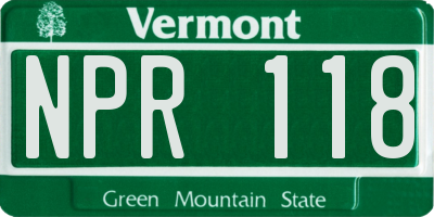 VT license plate NPR118