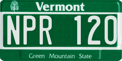 VT license plate NPR120