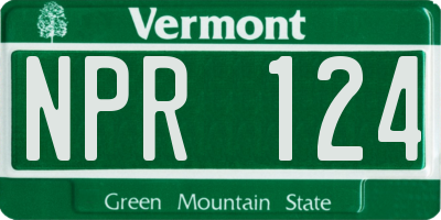 VT license plate NPR124