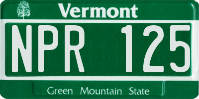 VT license plate NPR125