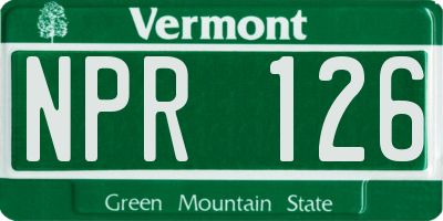 VT license plate NPR126