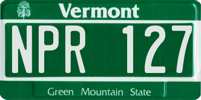 VT license plate NPR127