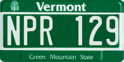 VT license plate NPR129