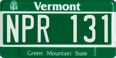 VT license plate NPR131