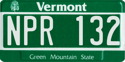 VT license plate NPR132