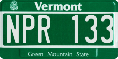 VT license plate NPR133
